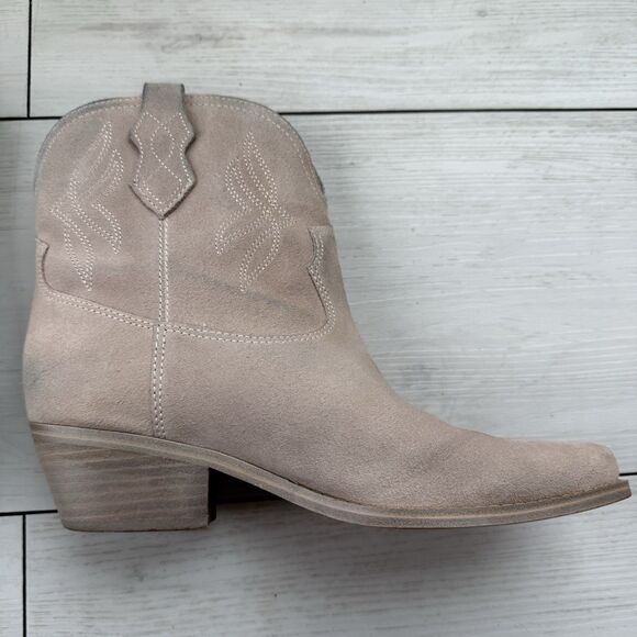 Nine West Texan Western Boot Women’s 7.5 Beige Blush Leather Pointed Toe Cowgirl - Picture 9 of 16